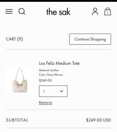 The Sak — Cart (No Trust Badges or Payment Icons)